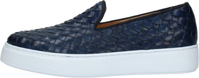 Exton Heren Leren Loafers Blue Heren