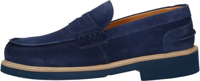 Exton Heren Loafer Suède Leren Rubberen Zool Blue Heren