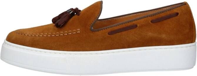 Exton Heren Loafer Suède Rubberen Zool Brown Heren