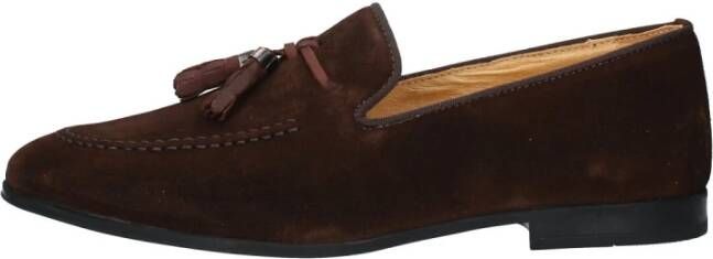 Exton Heren Loafer Suède Rubberen Zool Brown Heren