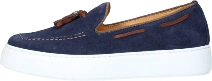 Exton Suède Herenloafers met Leren Kwastjes Blue Heren