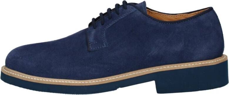 Exton Suède Veterschoen Elegante Stijl Blue Heren