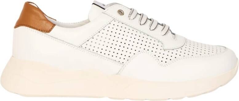 Exton Witte Geperforeerde Leren Sneakers White Heren