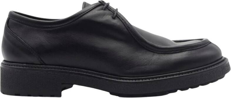 Exton Zwarte Leren Casual Schoenen Ronde Neus Black Heren