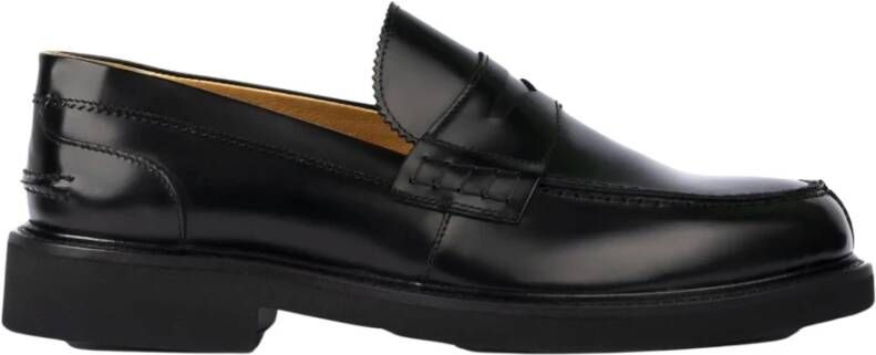 Exton Zwarte leren instap mocassins Black Heren