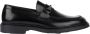 Exton Zwarte Leren Loafers Gesp Rubberen Zool Black Heren - Thumbnail 1