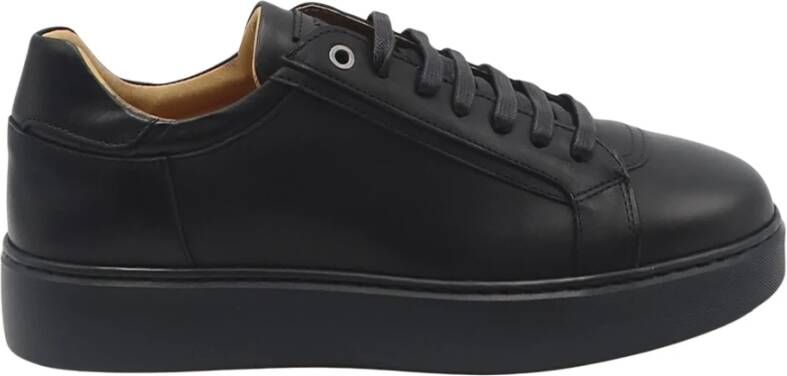 Exton Zwarte Leren Sneakers Black Heren