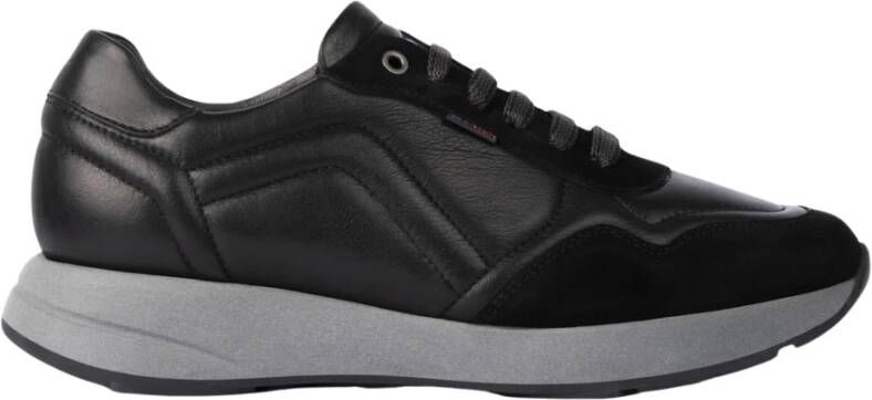 Exton Zwarte Sneakers met Leren en Suède Bovenwerk Black Heren