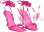 3Juin Sandaaltjes met vierkante hak en struisvogelveren Pink Dames - Thumbnail 2