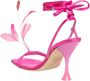 3Juin Sandaaltjes met vierkante hak en struisvogelveren Pink Dames - Thumbnail 3