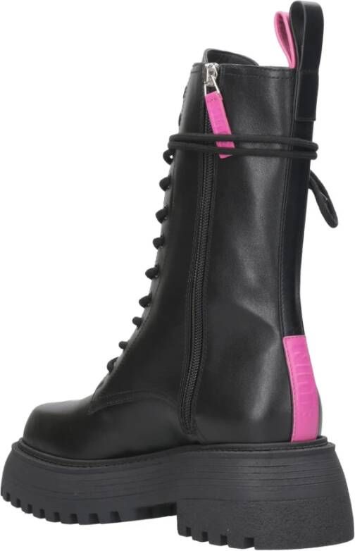 3Juin Zwarte leren veterschoenen met 6 cm hak Black Dames