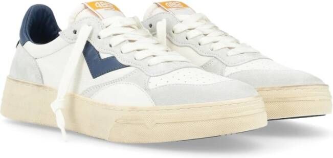 4B12 Witte en blauwe leren sneakers met suède details Multicolor Heren