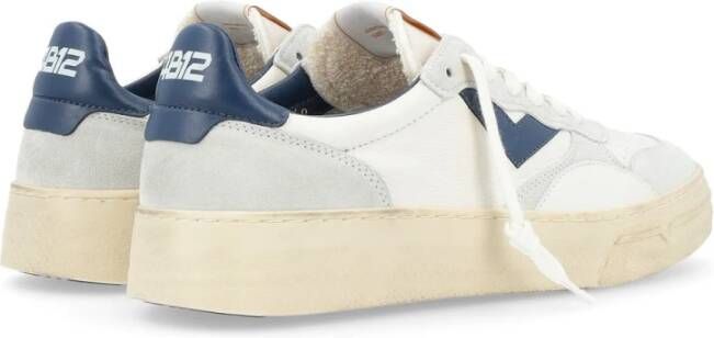 4B12 Witte en blauwe leren sneakers met suède details Multicolor Heren