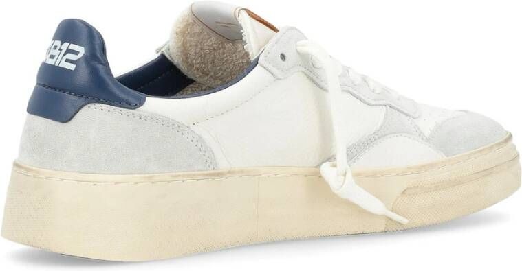 4B12 Witte en blauwe leren sneakers met suède details Multicolor Heren