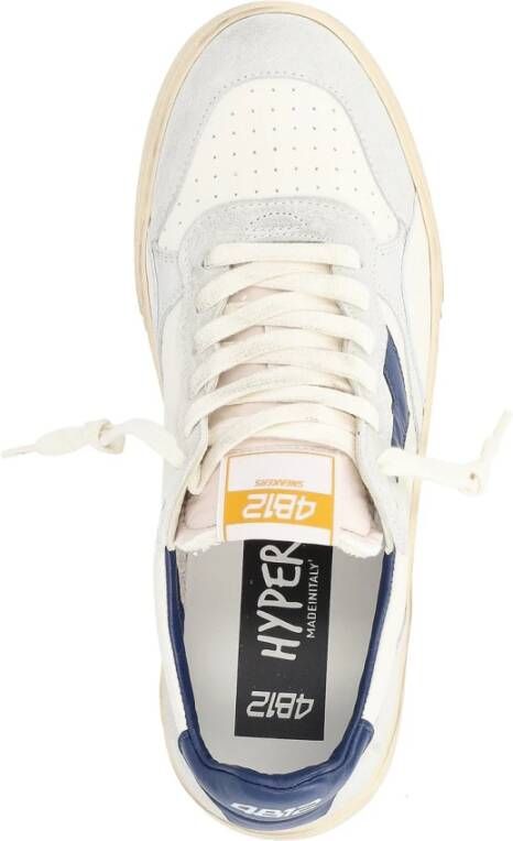 4B12 Witte en blauwe leren sneakers met suède details Multicolor Heren