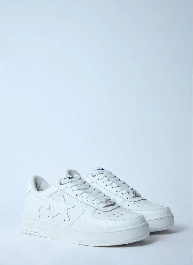 A Bathing APE Panel Leren Sneakers met Logo Motief White Heren