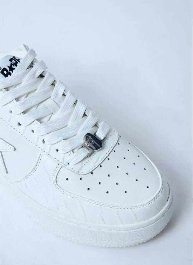 A Bathing APE Panel Leren Sneakers met Logo Motief White Heren