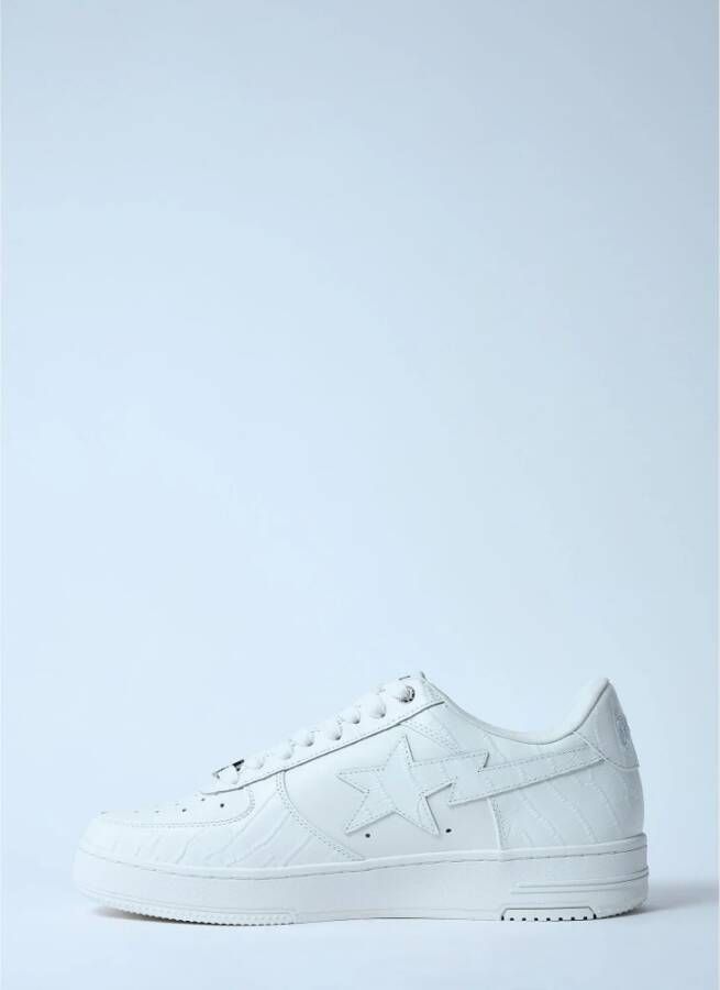 A Bathing APE Panel Leren Sneakers met Logo Motief White Heren