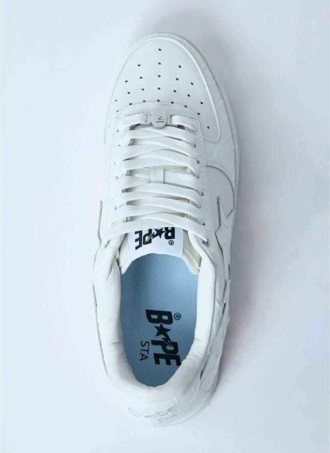 A Bathing APE Panel Leren Sneakers met Logo Motief White Heren