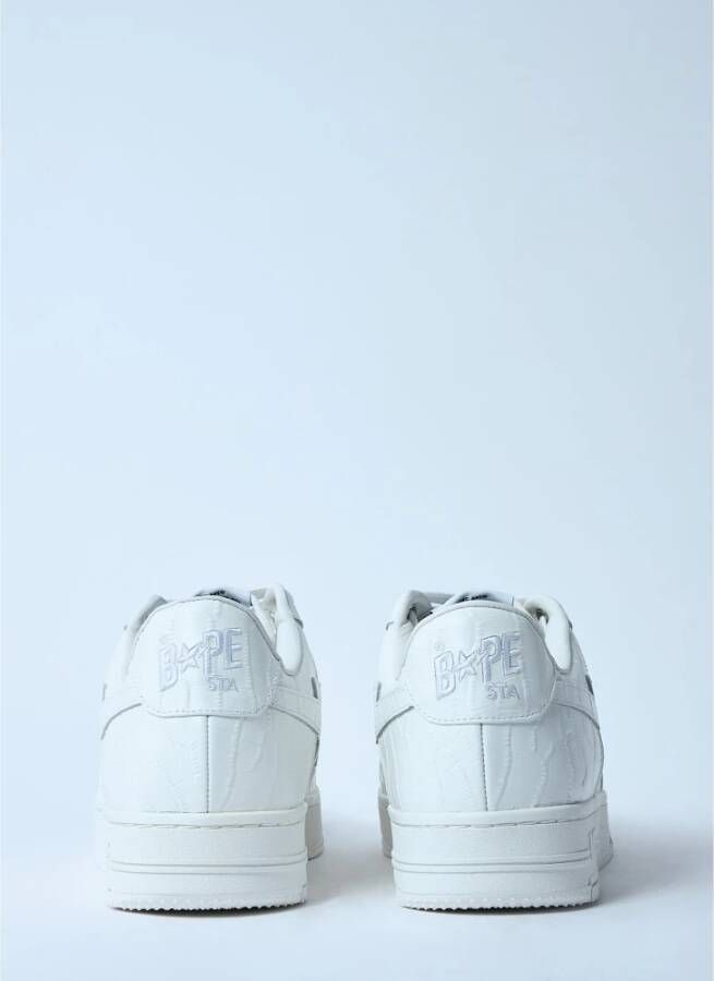 A Bathing APE Panel Leren Sneakers met Logo Motief White Heren