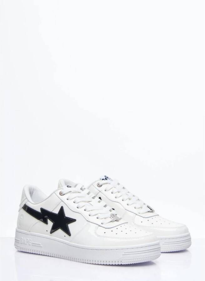 A Bathing APE Sneakers met glanzende leren panelen White Heren