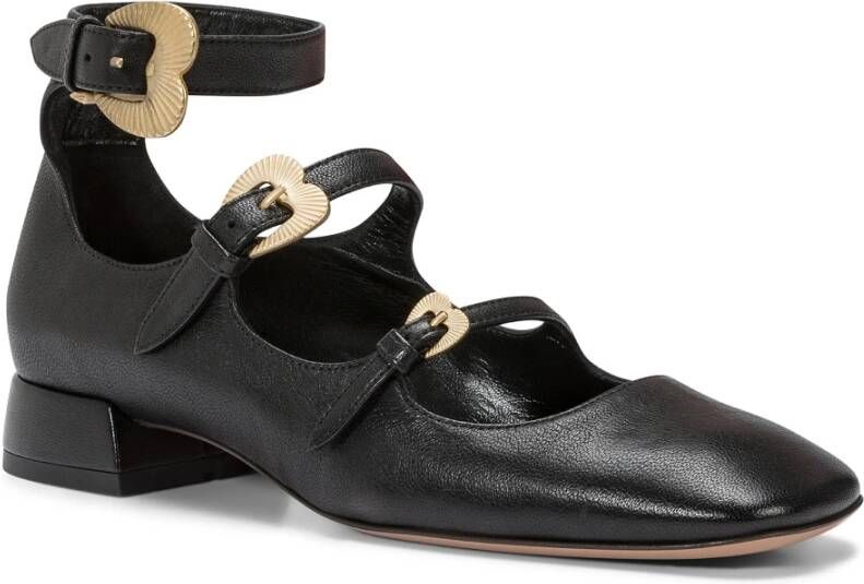 A. Bocca Zwarte Triple Strap Leren Pumps Black Dames