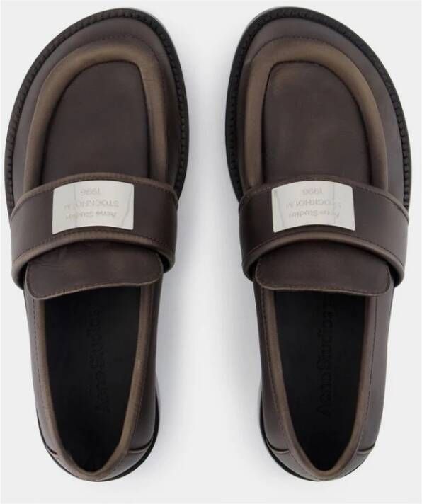 Acne Studios Bruin Nylon Sludge Moccasins Brown Dames