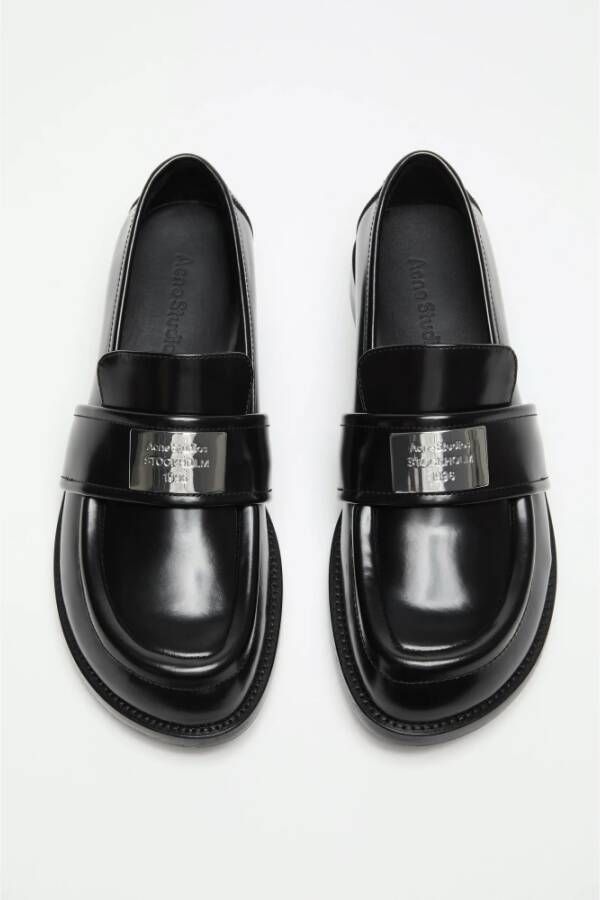 Acne Studios Zwarte Geborsteld Leren Loafers Schoenen Black Dames