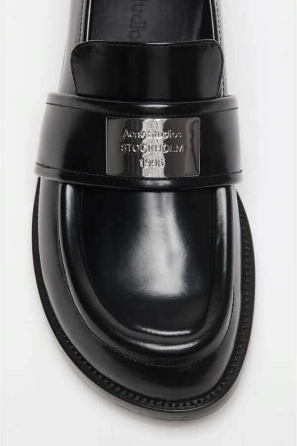 Acne Studios Zwarte Geborsteld Leren Loafers Schoenen Black Dames