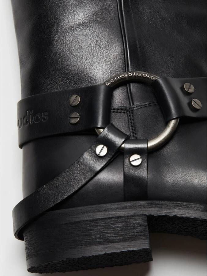 Acne Studios Zwarte Gesp Bikerlaarzen Black Dames