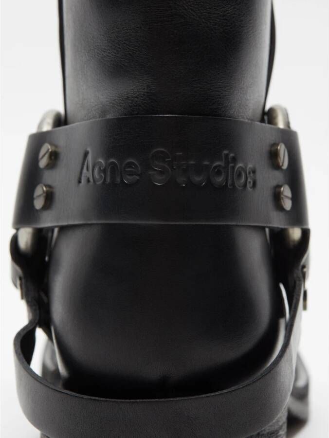 Acne Studios Zwarte Gesp Bikerlaarzen Black Dames