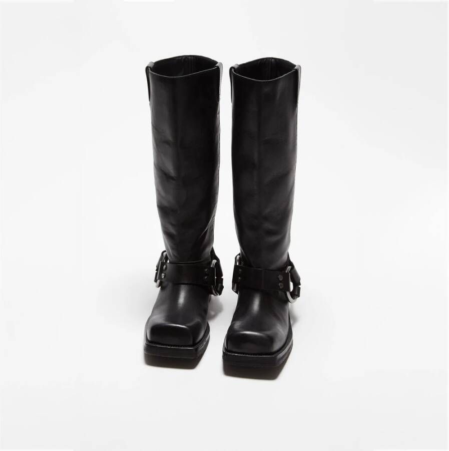 Acne Studios Zwarte Leren Gesp Laarzen Black Dames