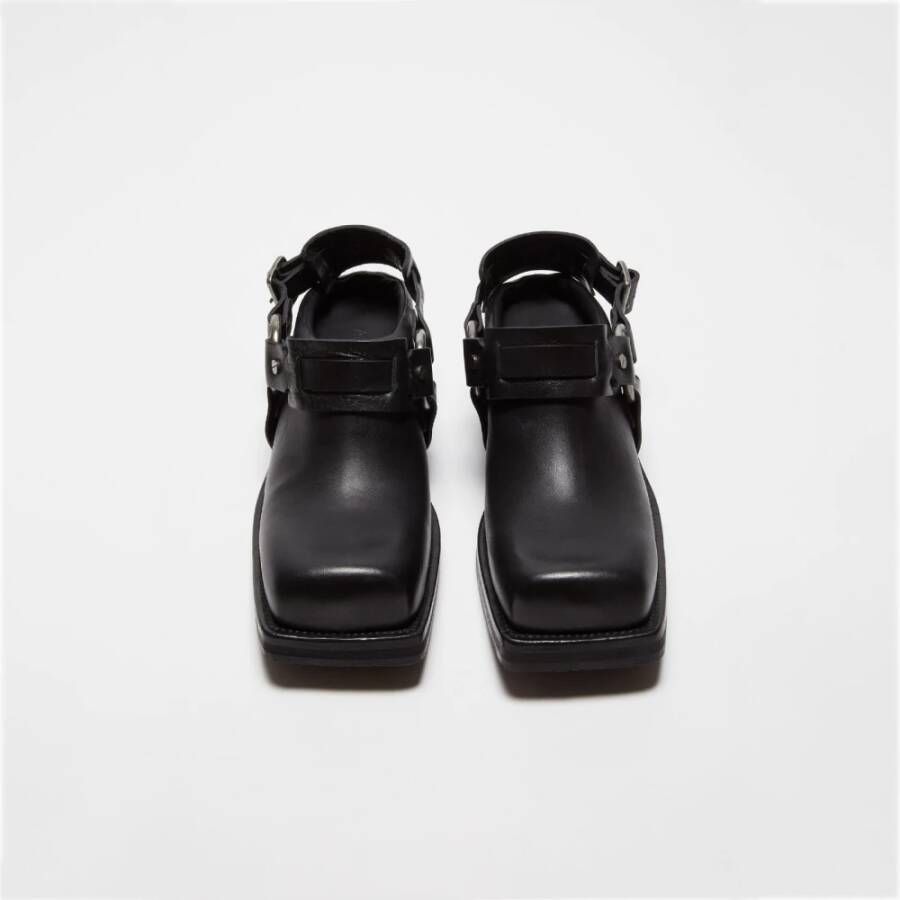 Acne Studios Zwarte Leren Gesp Muilezel Schoenen Black Dames