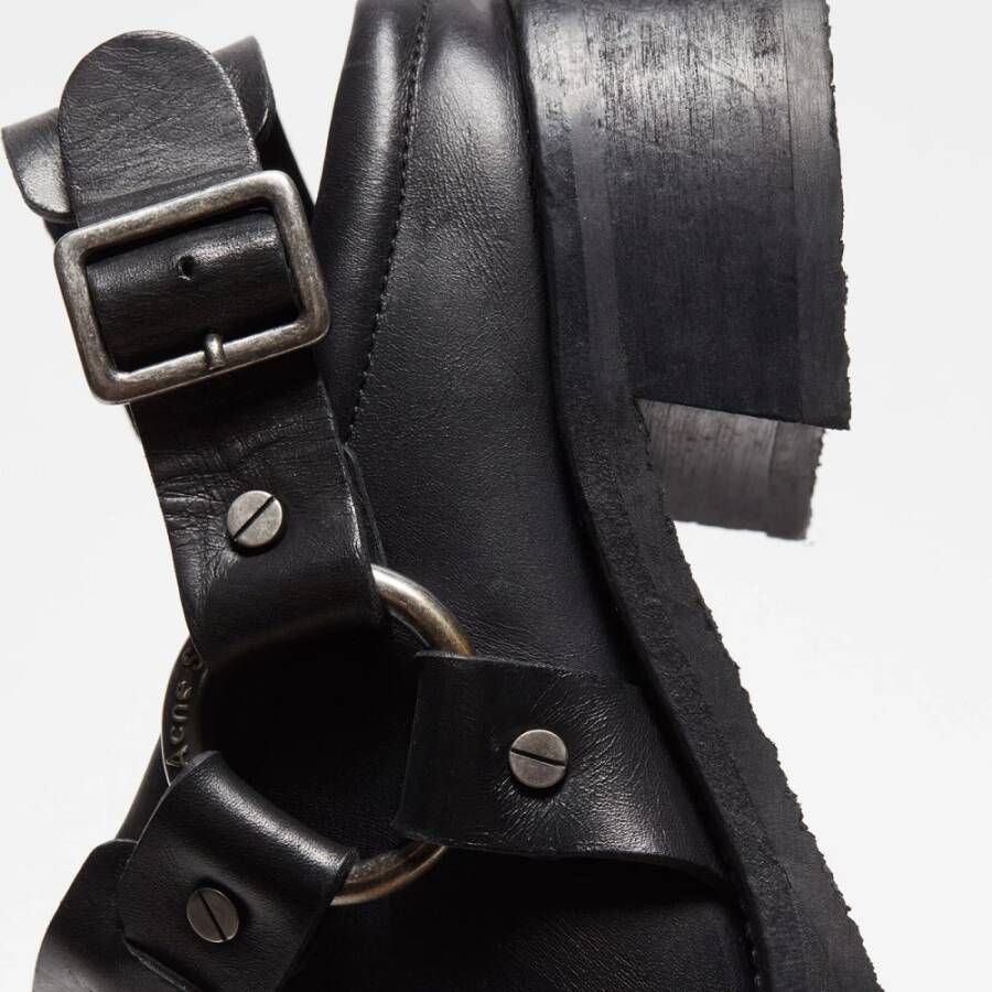 Acne Studios Zwarte Leren Gesp Muilezel Schoenen Black Dames