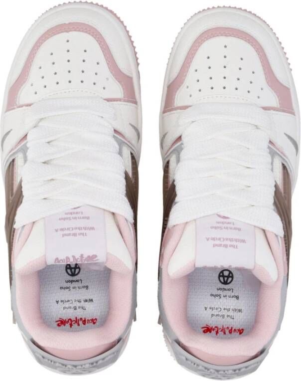 Acupuncture Roze Lage Sneaker met Groene Inzetstukken Pink Dames