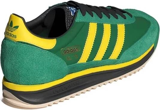 Adidas Groene Leren Sneakers met Gele Strepen Green Heren