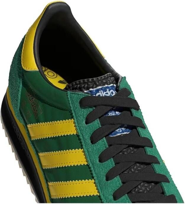 Adidas Groene Leren Sneakers met Gele Strepen Green Heren