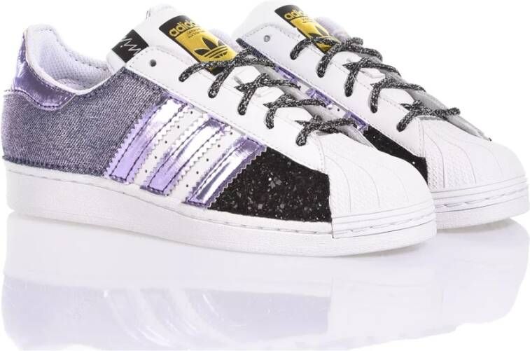 Adidas Handgemaakte Damessneakers Wit Zwart Violet Multicolor Unisex