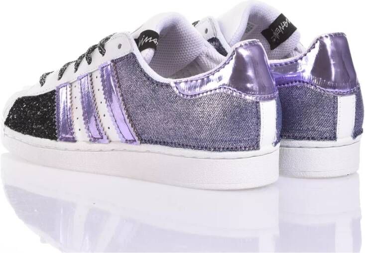 Adidas Handgemaakte Damessneakers Wit Zwart Violet Multicolor Unisex