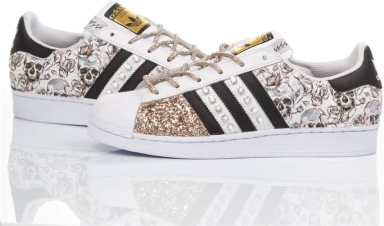 Adidas Handgemaakte Wit Goud Sneakers Multicolor Dames