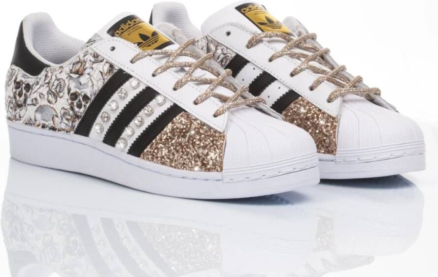 Adidas Handgemaakte Wit Goud Sneakers Multicolor Dames