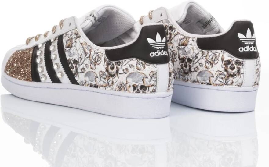 Adidas Handgemaakte Wit Goud Sneakers Multicolor Dames