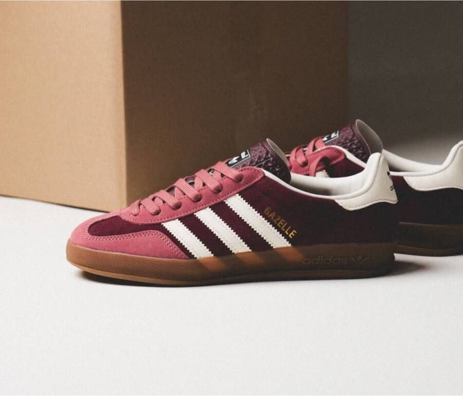 Adidas Indoor Maroon Sneakers Retro Stijl Red Heren