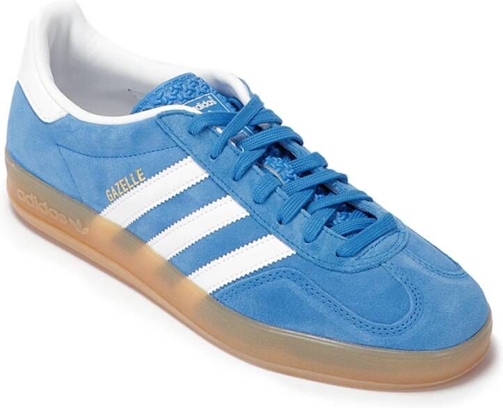 adidas Originals Blauwe Gazelle Suède Sneakers met Gouden Logo Blue Heren