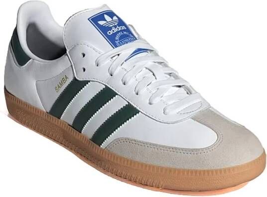 Adidas Witte Leren Sneakers met Groene Strepen Multicolor Dames