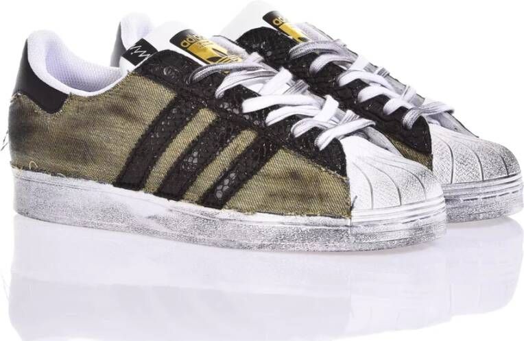 Adidas Zwart Groene Sneakers Aangepaste Stijl Multicolor Heren