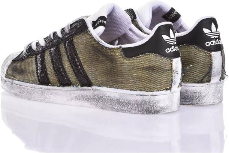 Adidas Zwart Groene Sneakers Aangepaste Stijl Multicolor Heren