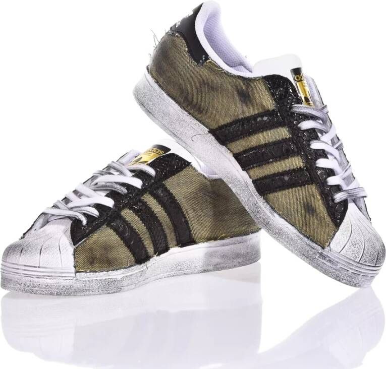 Adidas Zwart Groene Sneakers Aangepaste Stijl Multicolor Heren