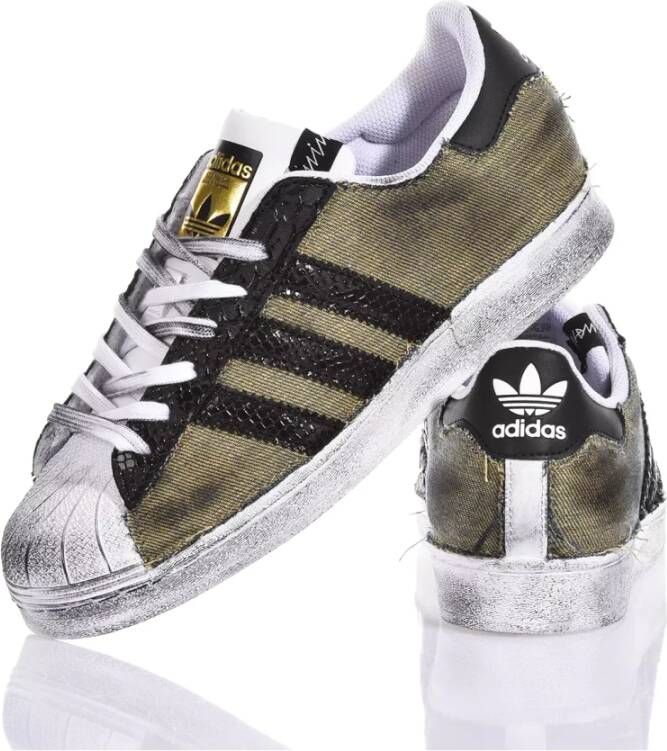 Adidas Zwart Groene Sneakers Aangepaste Stijl Multicolor Heren