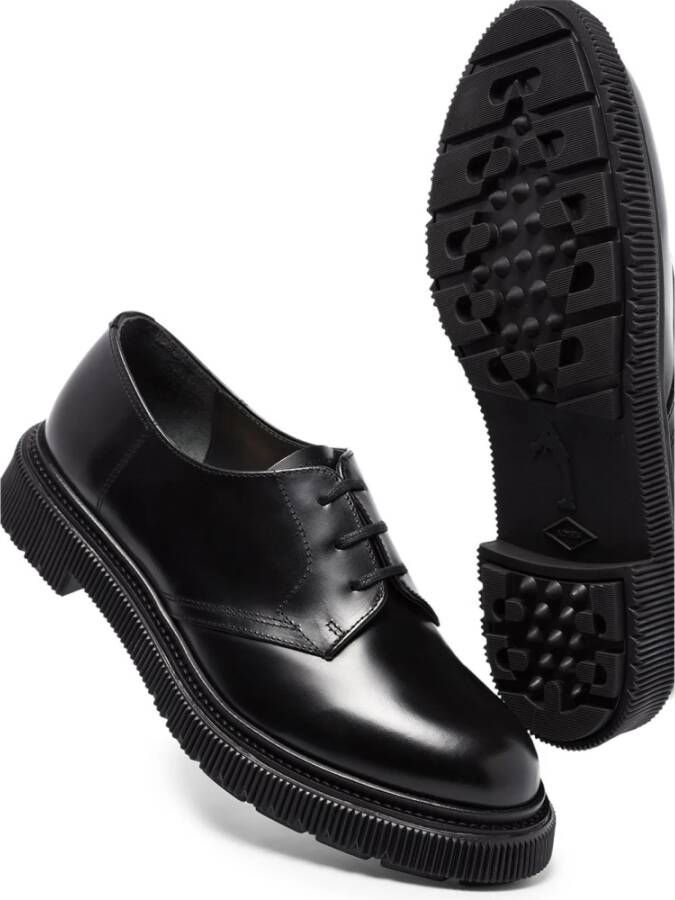 Adieu Paris Zwarte Leren Derby Platte Schoenen Black Heren